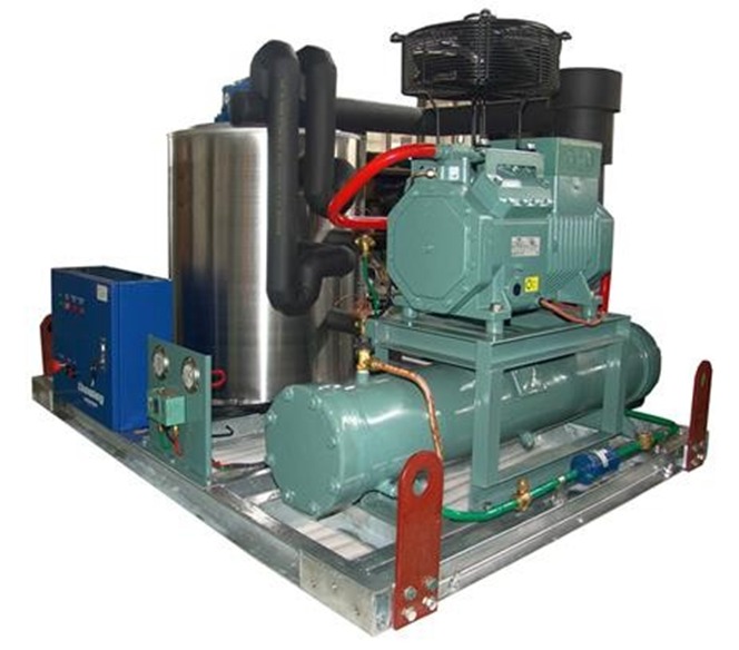 Flake Ice Making Unit with Packaged Refrigeration System